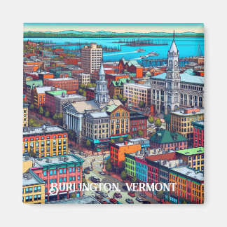 Imán Burlington, Vermont Comic Book Style Art