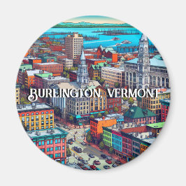 Imán Burlington, Vermont Comic Book Style Art