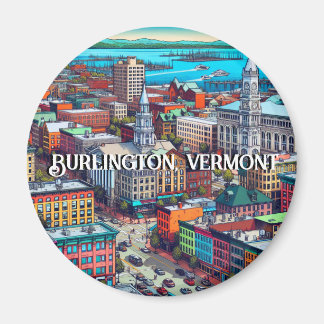 Imán Burlington, Vermont Comic Book Style Art