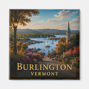 Imán Burlington Vermont Lago Champlain y Montaña Verde