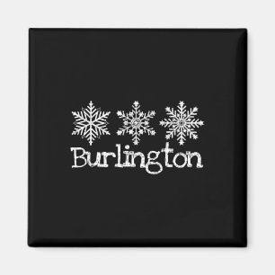 Imán Burlington Vermont Snowflakes Ski Skier Rus
