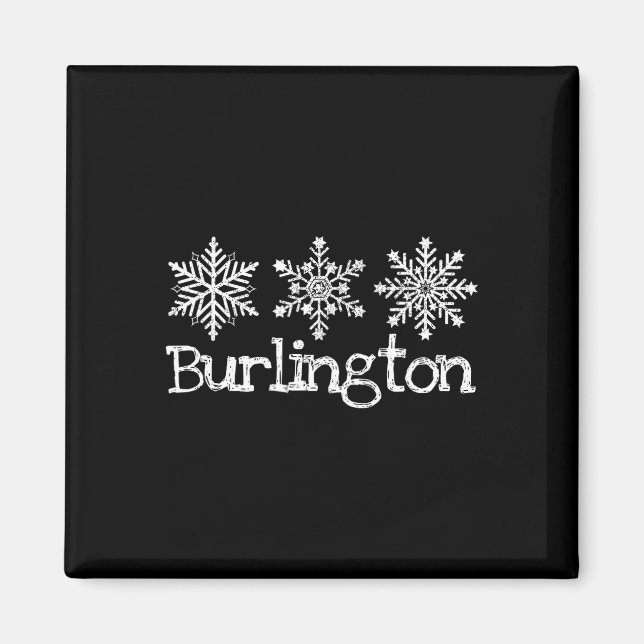 Imán Burlington Vermont Snowflakes Ski Skier Rus (Frente)