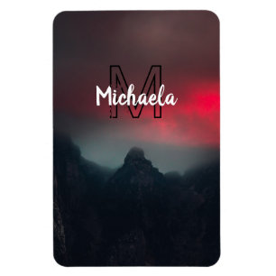 Imán Burning clouds, fog and mountains monogram in sky