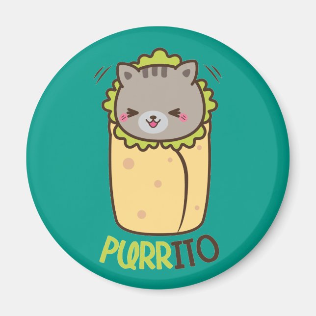 Imán Burrito de gato de Purrito Kitty (Frente)
