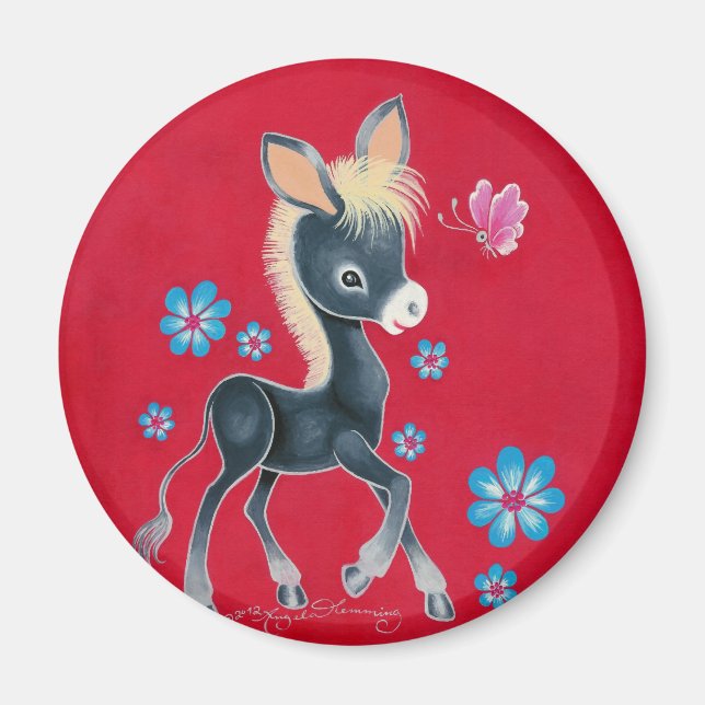 Imán Burro De Bebé Con Flores (Frente)