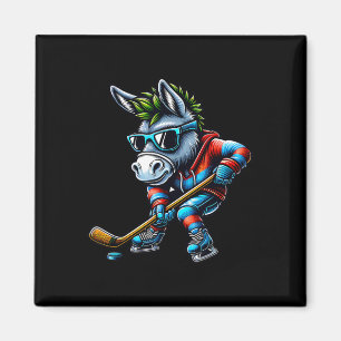 Imán Burro de Hockey sobre Hielo Practicando Deportes G