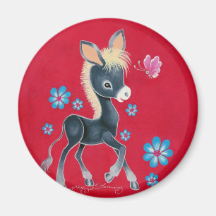 Imán Burro femenino del bebé con las flores