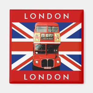 Imán Bus y bandera británica de Londres