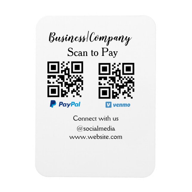 Imán Buscar para pagar q r código paypal venmo agregar  (Vertical)