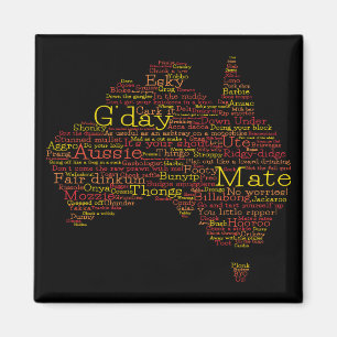 Imán Bushfire Edición Especial Mapa de argot australian