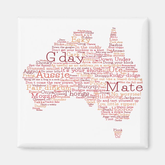 Imán Bushfire Edición Especial Mapa de argot australian (Frente)