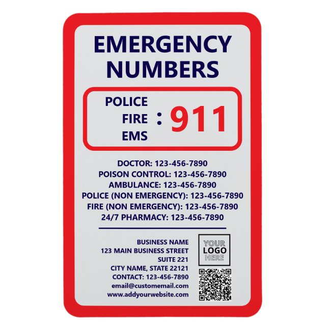 Imán Business Emergency Numbers (Vertical)