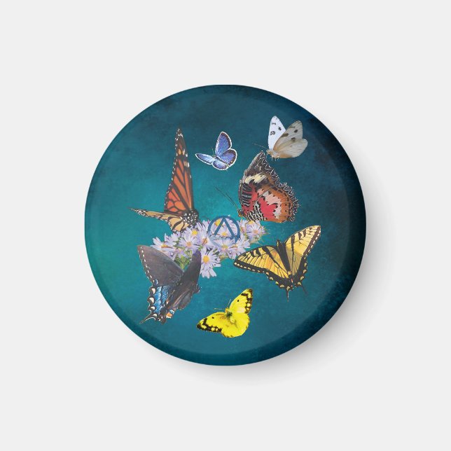 Imán butterflies sobriety symbol round magnet (Frente)