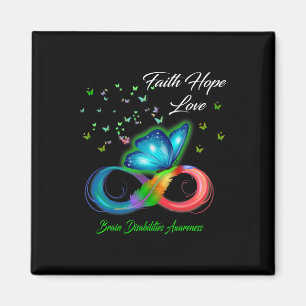 Imán Butterfly Faith Hope Love Brain Disabilities Aware