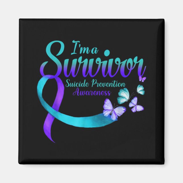 Imán Butterfly Im A Survivor Suicide Prevention Awarene (Frente)