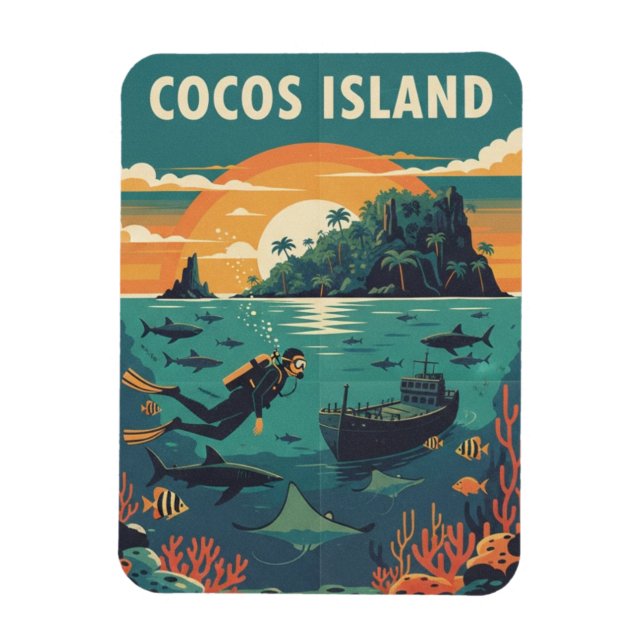 Imán Buzo de la Isla del Coco (Vertical)