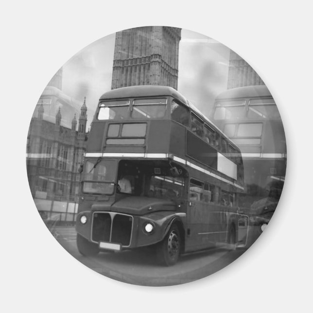 Imán BW Black & White London Bus & Big Ben (Frente)