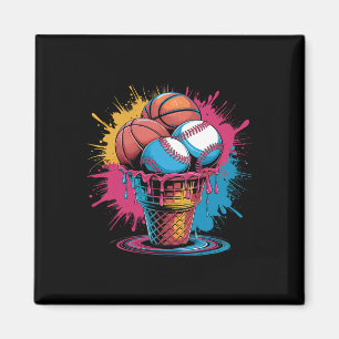 Imán Bysebyll Bysketbyll Helado Acuarela Deporte Ar
