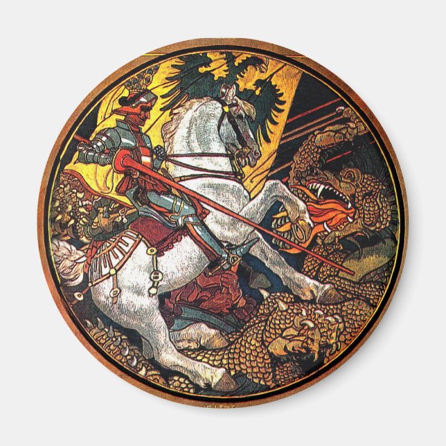 Imán Caballero alemán y dragón - Magnet (Frente)