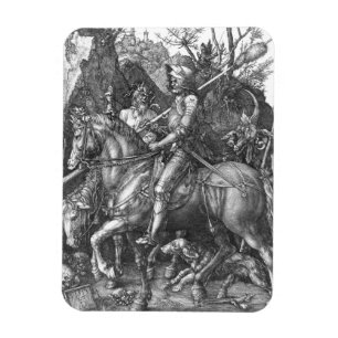 Imán Caballero, muerte y el diablo, 1513 (grabado)