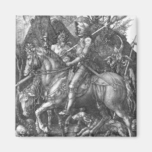 Imán Caballero, muerte y el diablo, 1513 (grabado)