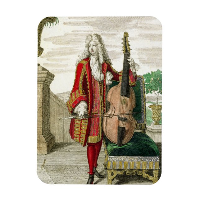 Imán Caballero tocando el violonchelo, publicado c.1688 (Vertical)