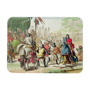 Imán Caballeros que combaten en duelo a pie en un