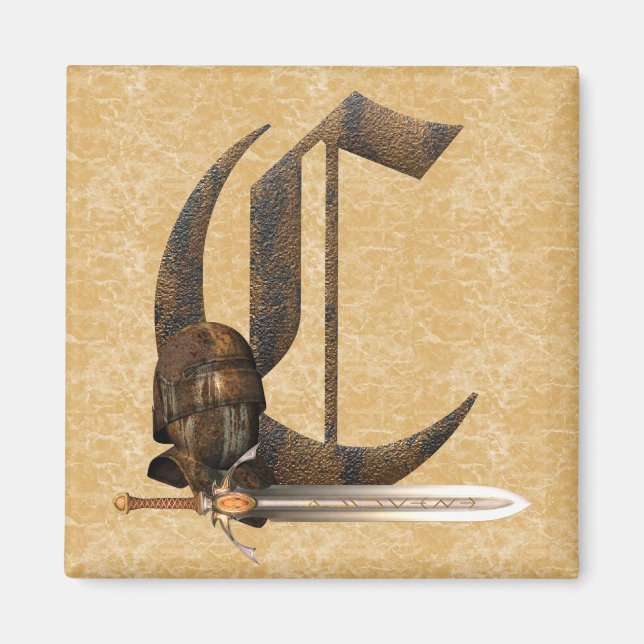 Imán Caballeros Rustos Iniciales C (Frente)