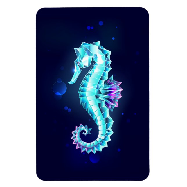 Imán caballito de mar de hielo de cristal sobre fondo a (Vertical)