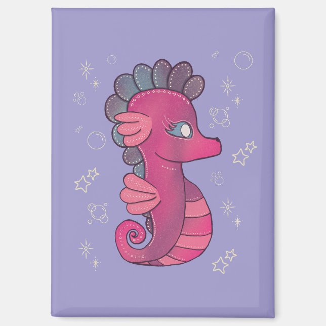 Imán Caballito de mar punky | Caballito de mar rosa lin (Anverso)