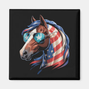 Imán Caballo 4 De Julio Amante Del Caballo Bandera Amer