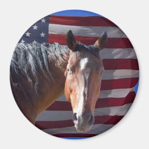 Imán Caballo americano y bandera cuartos - patrióticos