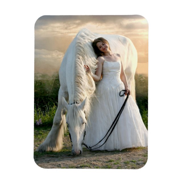 Imán Caballo blanco con novia (Vertical)