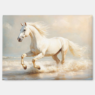 Imán Caballo blanco corriendo en la playa