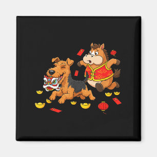 Imán Caballo Chino Airedale Terrier Hombres Mujeres Fel