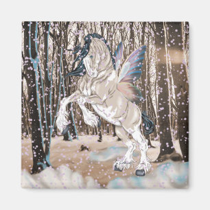 Imán Caballo Clydesdale Hada Mágico Arte de Fantasía
