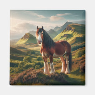 Imán caballo Clydesdale tierras altas de Escocia
