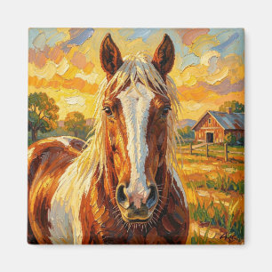 Imán Caballo con impasto en una granja