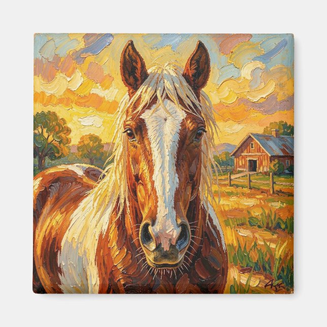 Imán Caballo con impasto en una granja (Frente)