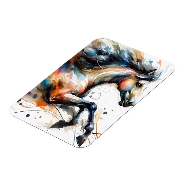 Imán Caballo corriendo acuarela abstracta (Lado Izquierdo)