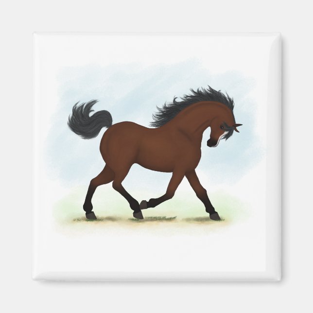 Imán Caballo de bahía con fuego (Frente)