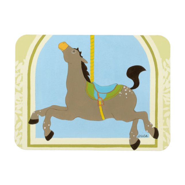 Imán Caballo de carrusel por June Erica Vess (Horizontal)