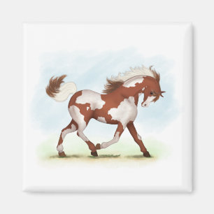 Imán Caballo de castaño sobre el bosque