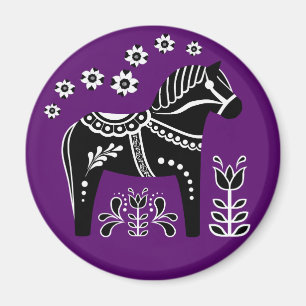 Imán Caballo de dala folclórica blanco/Friesio folcló