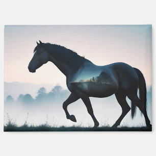 Imán Caballo de doble exposición Naturaleza animal Arte
