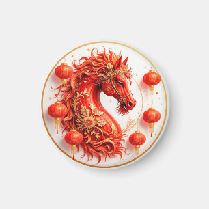 Imán Caballo de Fuego Rojo - Diseño de la celebración d