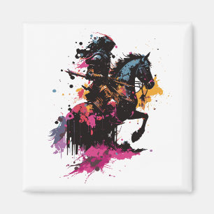 Imán Caballo de guerrero en acuarela