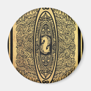Imán Caballo de mar dorado Mandala - Diseño infinito or