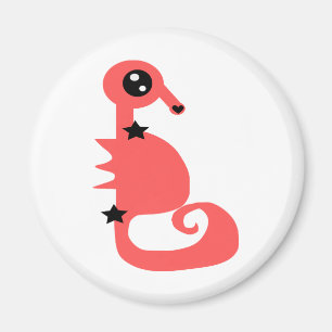 Imán Caballo de mar rosado de amor y estrellas
