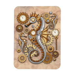 Imán Caballo de mar steampunk arte surrealista vintage
